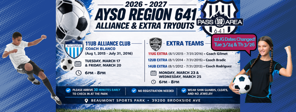 Alliance and EXTRA Tryouts